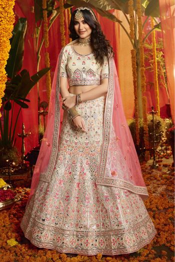 White and pink color Embroidered Attractive Party Wear Silk Lehenga choli  at Rs 2499 | सिल्क लहंगा in Surat | ID: 26050316533