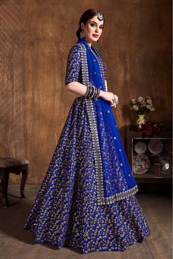Amazon.com: STELLACOUTURE indian ready to wear silk flared bridal lehenga  choli for women with stitched blouse and dupatta (8079-U) (36, Blue) :  Clothing, Shoes & Jewelry