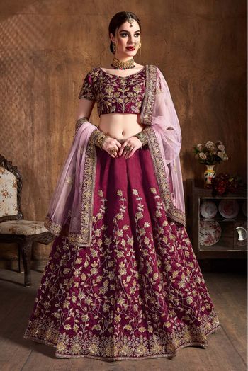 Wine color heavy designer lehenga for wedding – Joshindia