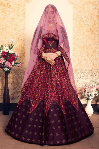 Satin Embroidery Lehenga Choli In Brown Colour - LD4900123