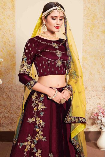 Satin Embroidery Lehenga Choli In Maroon Colour - LD4900131