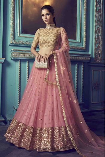Soft Net Embroidery Lehenga Choli In Pink Colour - LD4900042