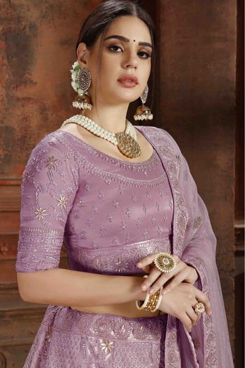 Soft Net Embroidery Lehenga Choli In Purple Colour - LD4900010