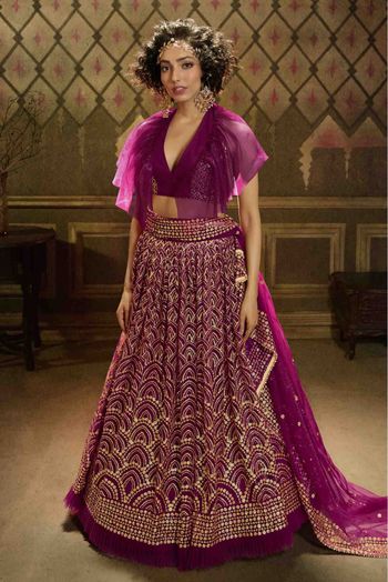 Soft Net Embroidery Lehenga Choli In Wine Colour LD4900044 A