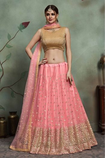 Soft Net Sequins Work Lehenga Choli In Baby Pink Colour - LD4900081