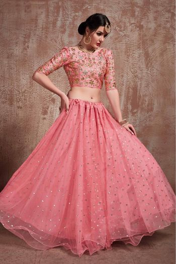 Soft Net Sequins Work Lehenga Choli In Pink Colour - LD4900076