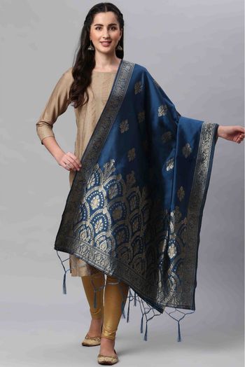 Banarasi Silk Woven Dupatta In Blue Colour - DU1356505