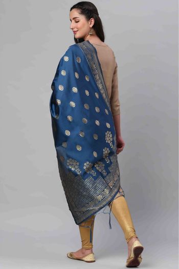Banarasi Silk Woven Dupatta In Blue Colour - DU1356520