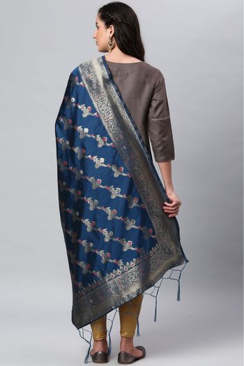 Banarasi Silk Woven Dupatta In Blue Colour - DU1356526