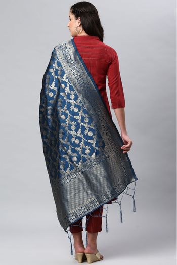 Banarasi Silk Woven Dupatta In Blue Colour - DU1356537