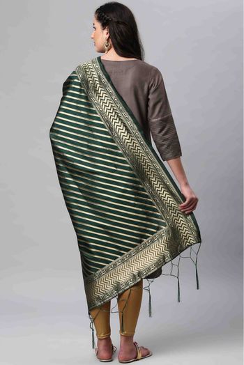 Banarasi Silk Woven Dupatta In Green Colour - DU1356513