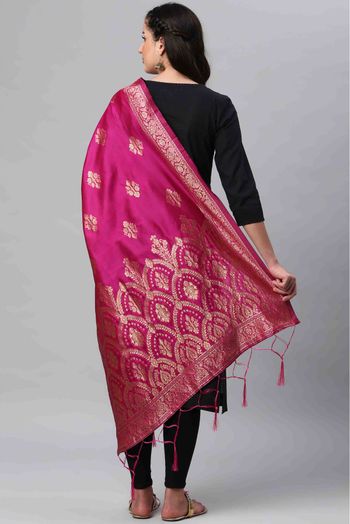 Banarasi Silk Woven Dupatta In Rani Pink Colour - DU1356506