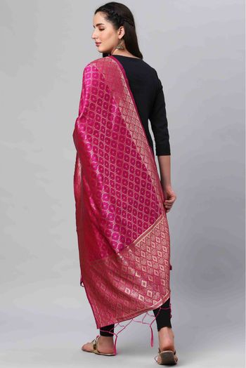 Banarasi Silk Woven Dupatta In Rani Pink Colour - DU1356511