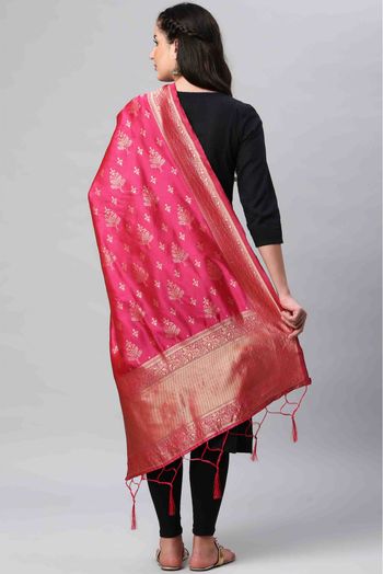 Banarasi Silk Woven Dupatta In Rani Pink Colour - DU1356518