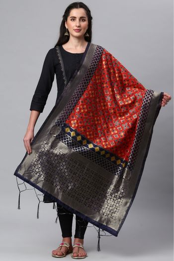 Banarasi Silk Woven Dupatta In Red Colour - DU1356542