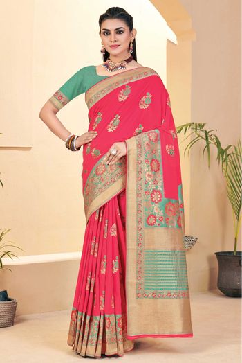 Banarasi Silk Woven Saree In Pink Colour - SR5411193