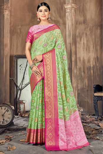 Cotton Silk Woven Saree In Green Colour - SR5411178
