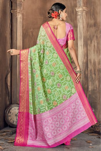 Cotton Silk Woven Saree In Green Colour - SR5411178