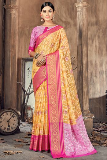 Cotton Silk Woven Saree In Yellow Colour - SR5411179