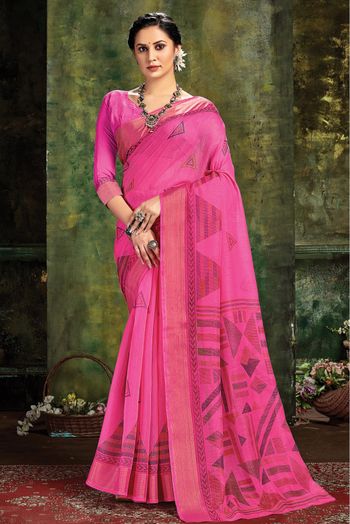 Cotton Woven Saree In Pink Colour - SR5410853