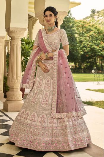 Crepe Embroidery Lehenga Choli In Peach Colour - LD4900660