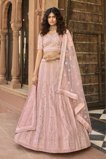 Organza Embroidery Lehenga Choli In Baby Pink Colour - LD4900655