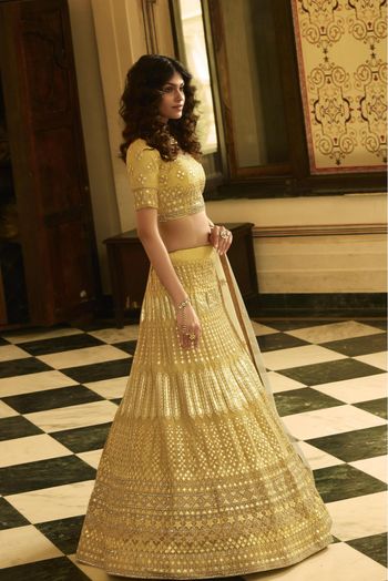 Organza Embroidery Lehenga Choli In Yellow Colour - LD4900653