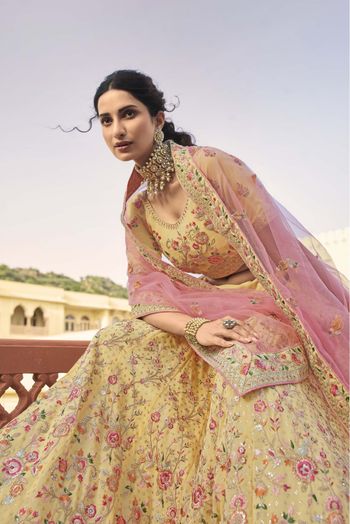 Organza Embroidery Lehenga Choli In Yellow Colour - LD4900656