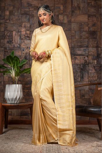 Raw Silk Woven Saree In Beige Colour - SR5411211