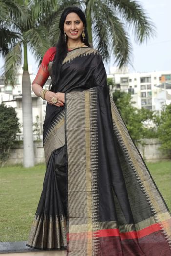 Raw Silk Woven Saree In Black Colour - SR5410806