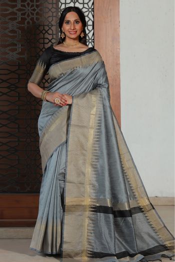 Raw Silk Woven Saree In Grey Colour - SR5410810