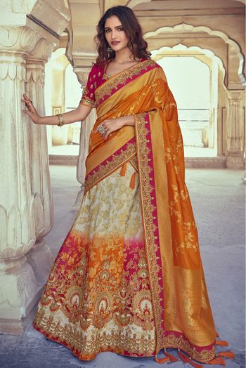 Silk Embroidery Lehenga Choli In Multicolour - LD1356550