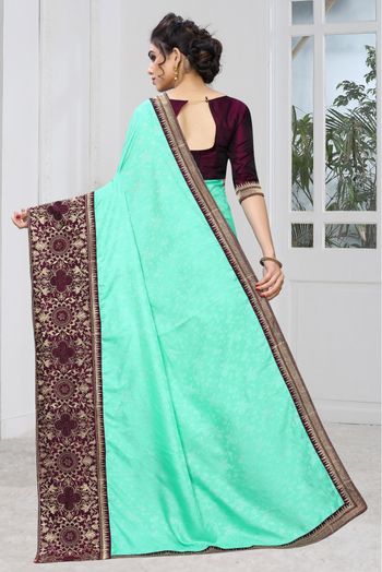 Silk Jacqaurd Embroidery Saree In Aqua Green Colour - SR1543252