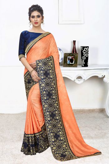 Silk Jacqaurd Embroidery Saree In Light Orange Colour - SR1543251