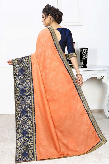 Silk Jacqaurd Embroidery Saree In Light Orange Colour - SR1543251