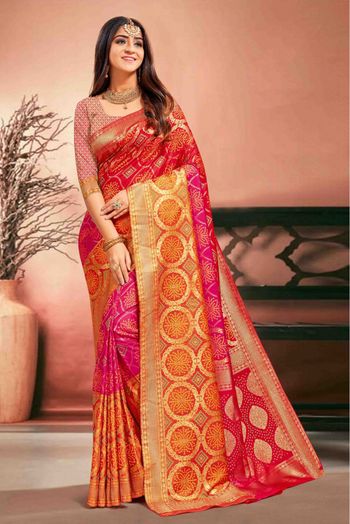 Chiffon Plain Saree In Pink Colour