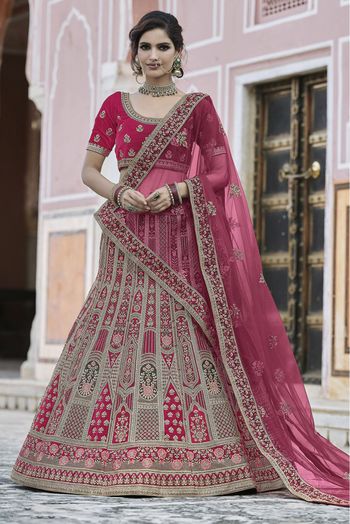 Velvet Hand Work Lehenga Choli In Pink Colour - LD4900688