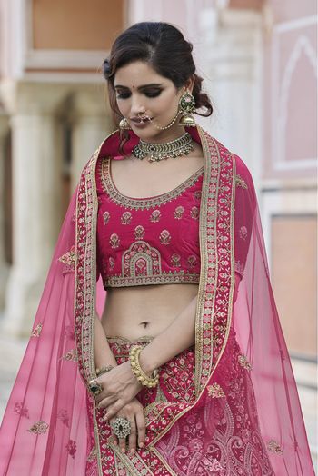 Velvet Hand Work Lehenga Choli In Pink Colour - LD4900692