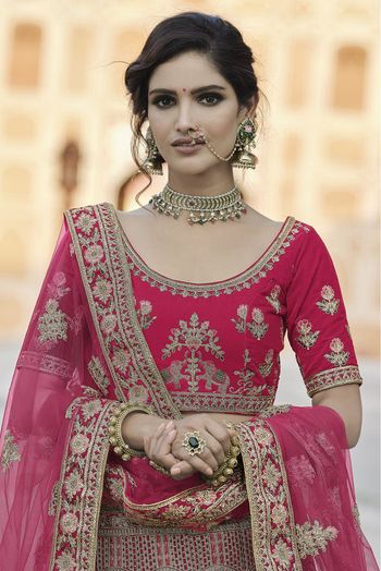 Velvet Hand Work Lehenga Choli In Pink Colour - LD4900696