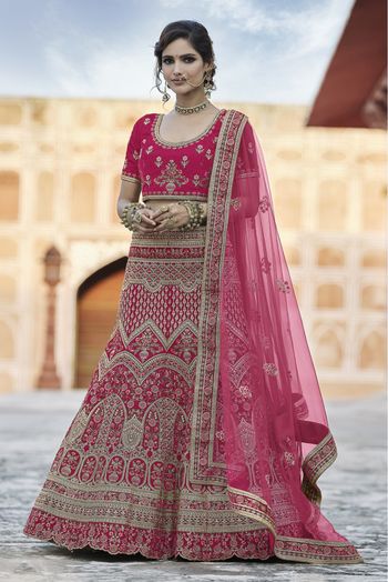 Velvet Hand Work Lehenga Choli In Pink Colour - LD4900700