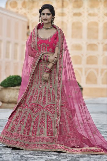 Velvet Hand Work Lehenga Choli In Pink Colour - LD4900704