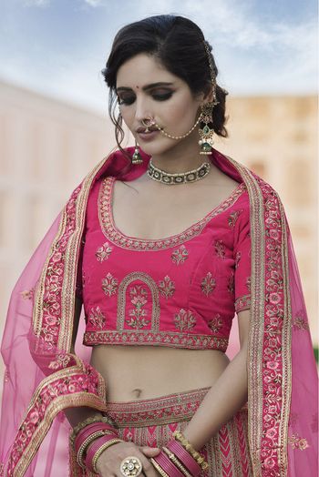 Velvet Hand Work Lehenga Choli In Pink Colour - LD4900704