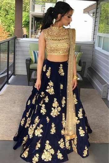 Taffeta Silk Lehenga Choli In Blue Colour