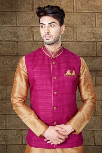 Art Dhupion Kurta Pajama In Light Brown Colour - KP4120056