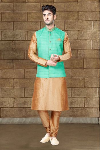 Art Dhupion Kurta Pajama In Light Brown Colour - KP4120057