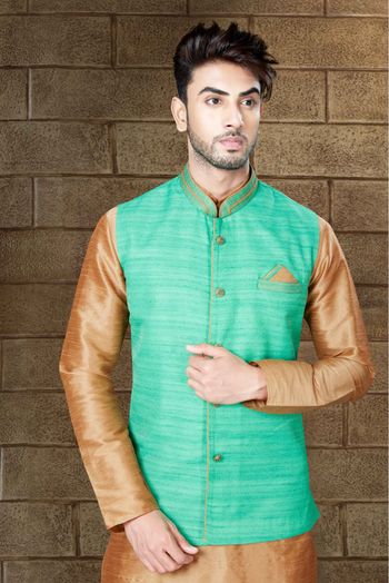 Art Dhupion Kurta Pajama In Light Brown Colour - KP4120057