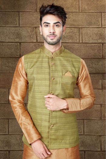 Art Dhupion Kurta Pajama In Light Brown Colour - KP4120058