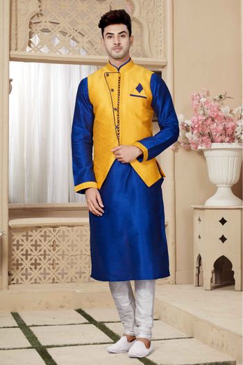 Art Dhupion Kurta Pajama In Royal Blue Colour - KP4120001