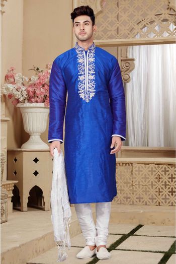 Art Dhupion Kurta Pajama In Royal Blue Colour - KP4120027