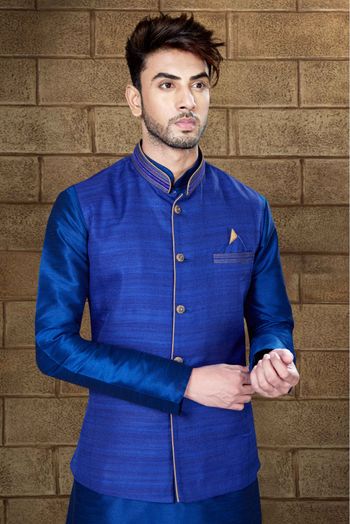 Art Dhupion Kurta Pajama In Royal Blue Colour - KP4120053